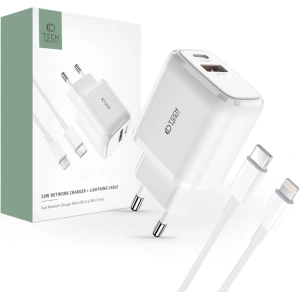 Tech-Protect C20w 2-port Network Charger PD 20W QC 3.0 + Lightning cable White