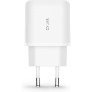 Încărcător de rețea Tech-Protect C20w Încărcător de rețea cu 2 porturi PD 20W QC 3.0 + cablu Lightning Alb