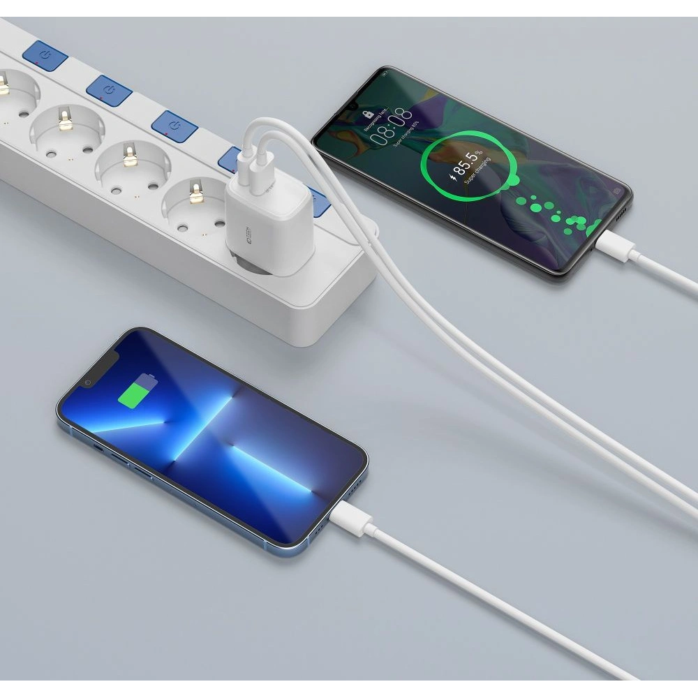Wholesale Tech-Protect C20w 2-port Network Charger PD 20W QC 3.0 + Lightning cable White - THP1535 - {ean13} - Hurt