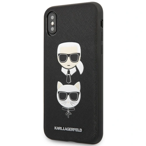 Etui Karl Lagerfeld KLHCI65SAKICKCBK Apple iPhone XS Max czarny/black hardcase Saffiano Ikonik Karl&Choupette Head