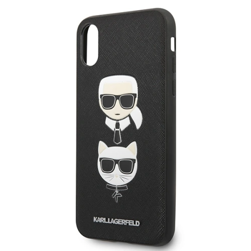 Etui Karl Lagerfeld KLHCI65SAKICKCBK Apple iPhone XS Max czarny/black hardcase Saffiano Ikonik Karl&Choupette Head