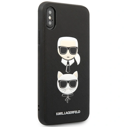 Etui Karl Lagerfeld KLHCI65SAKICKCBK Apple iPhone XS Max czarny/black hardcase Saffiano Ikonik Karl&Choupette Head