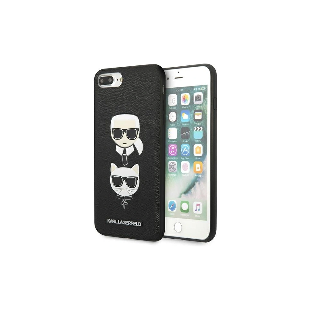 Hurtownia GSM - Etui Karl Lagerfeld KLHCI8LSAKICKCBK Apple iPhone 8/7 Plus fekete/fekete keménytok Saffiano Ikonik Karl&Choupette Head - KLD1216 - {ean13} - Hurt
