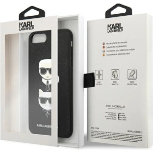 Hurtownia GSM - Etui Karl Lagerfeld KLHCI8LSAKICKCBK Apple iPhone 8/7 Plus fekete/fekete keménytok Saffiano Ikonik Karl&Choupette Head - KLD1216 - {ean13} - Hurt