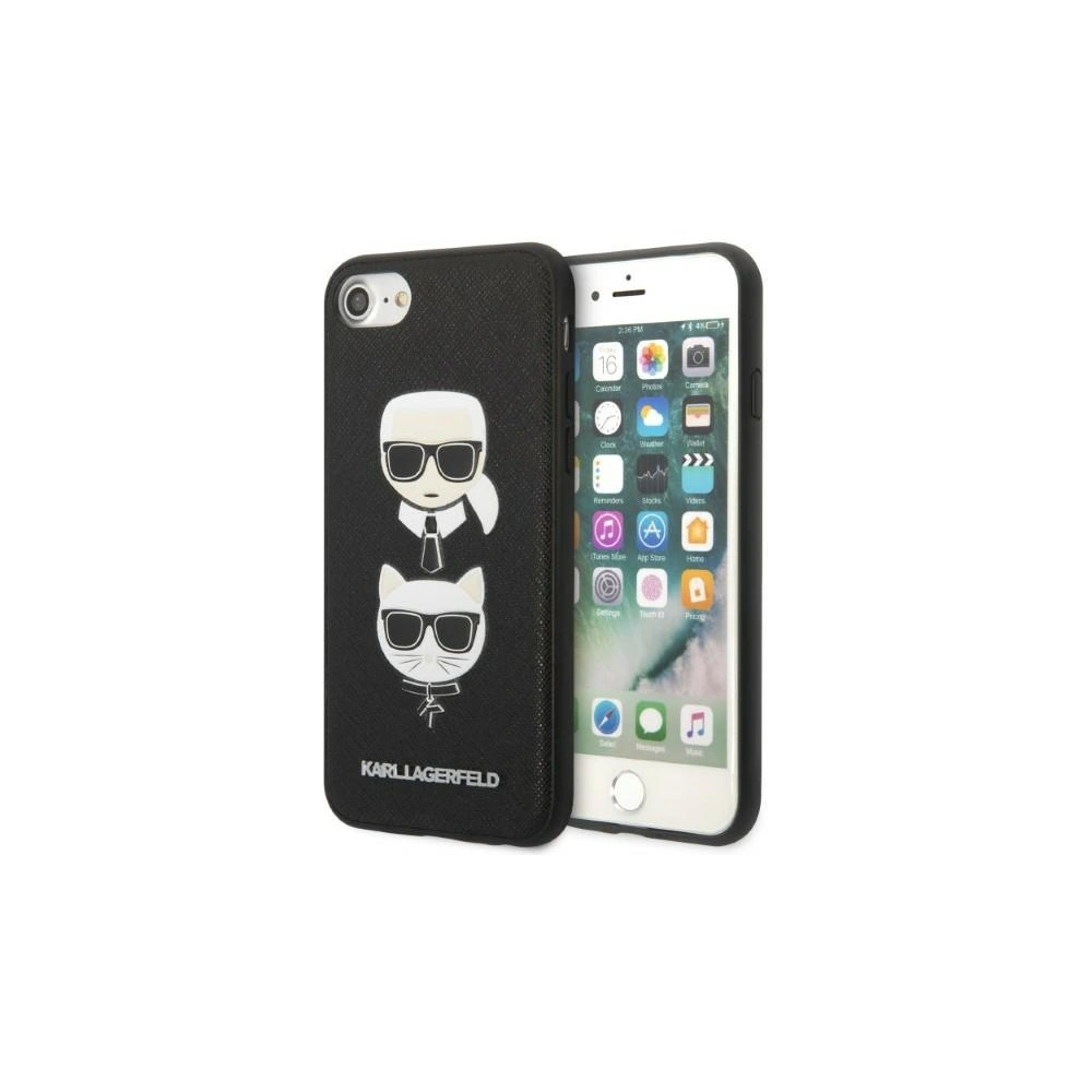 Hurtownia GSM - Etui Karl Lagerfeld KLHCI8SAKICKCBK Apple iPhone SE 2022/SE 2020/8/7 fekete/black kemény tok Saffiano Ikonik Karl&Choupette Head - KLD1217 - {ean13} - Hurt