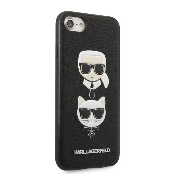 Kryt Karl Lagerfeld KLHCI8SAKICKCBK Apple iPhone SE 2022/SE 2020/8/7 black hardcase Saffiano Ikonik Karl&Choupette Head