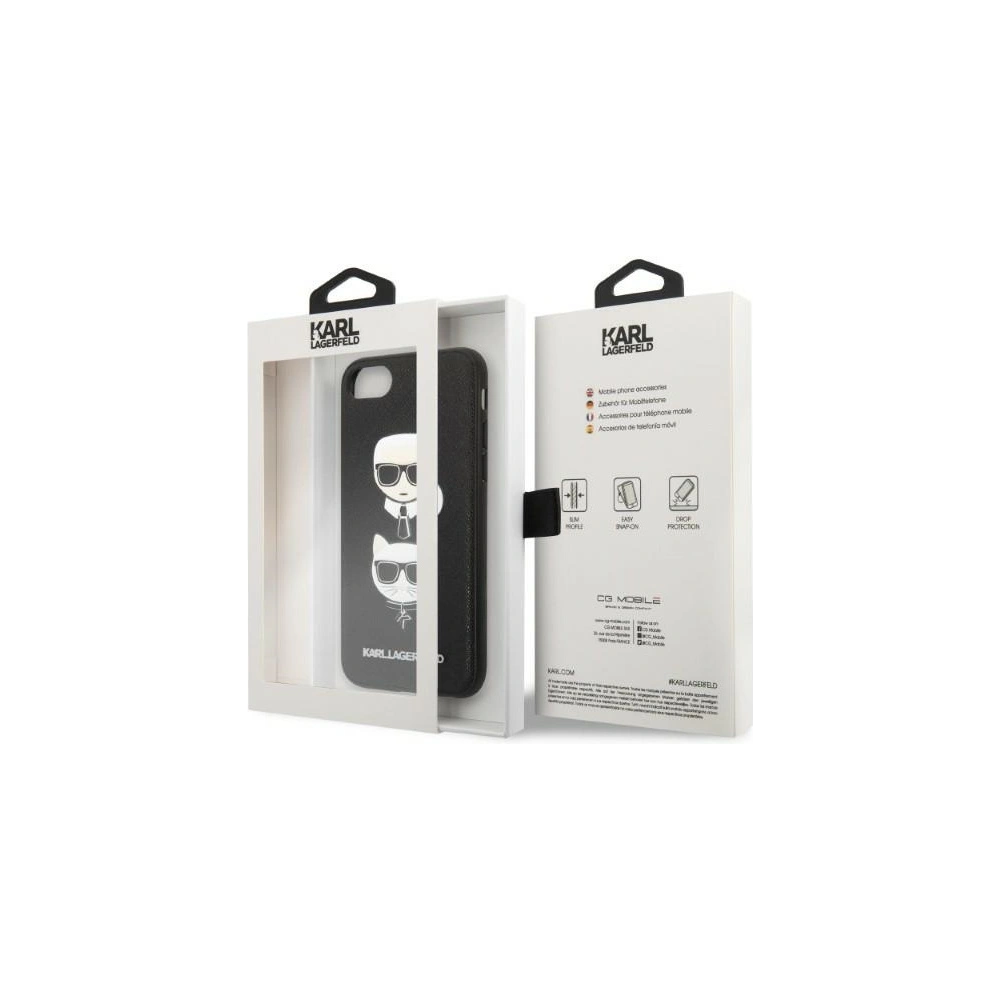 Hurtownia GSM - Case Karl Lagerfeld KLHCI8SAKICKCBK Apple iPhone SE 2022/SE 2020/8/7 schwarz/black hardcase Saffiano Ikonik Karl&Choupette Kopf - KLD1217 - {ean13} - Hurt