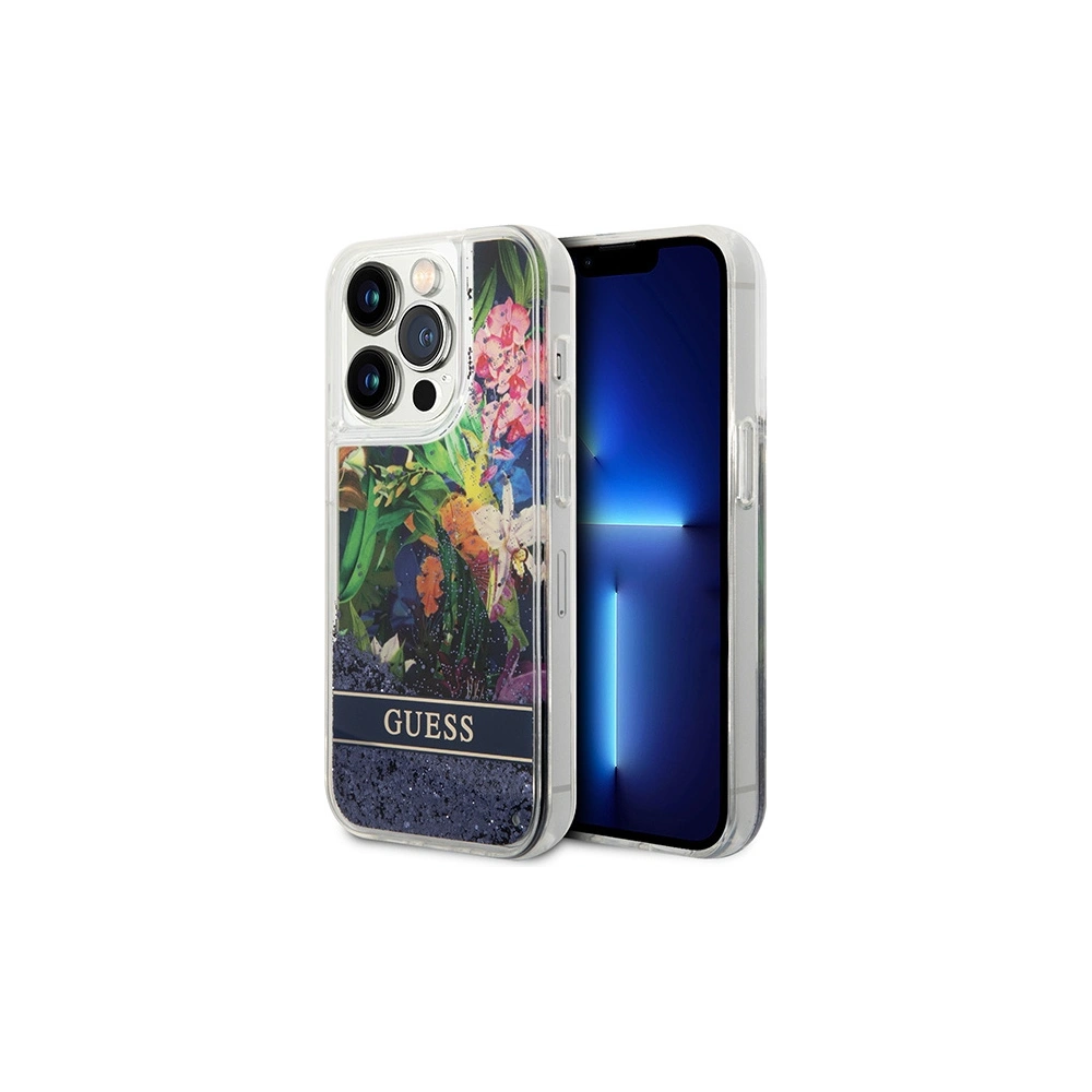 Hurtownia GSM - Etui Guess GUHCP14XLFLSB Apple iPhone 14 Pro Max albastru/hardcase Flower Liquid Glitter - GUE2265 - {ean13} - Hurt