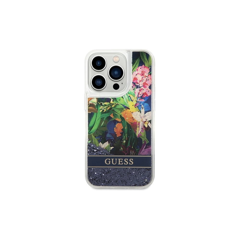 Hurtownia GSM - Etui Guess GUHCP14XLFLSB Apple iPhone 14 Pro Max albastru/hardcase Flower Liquid Glitter - GUE2265 - {ean13} - Hurt