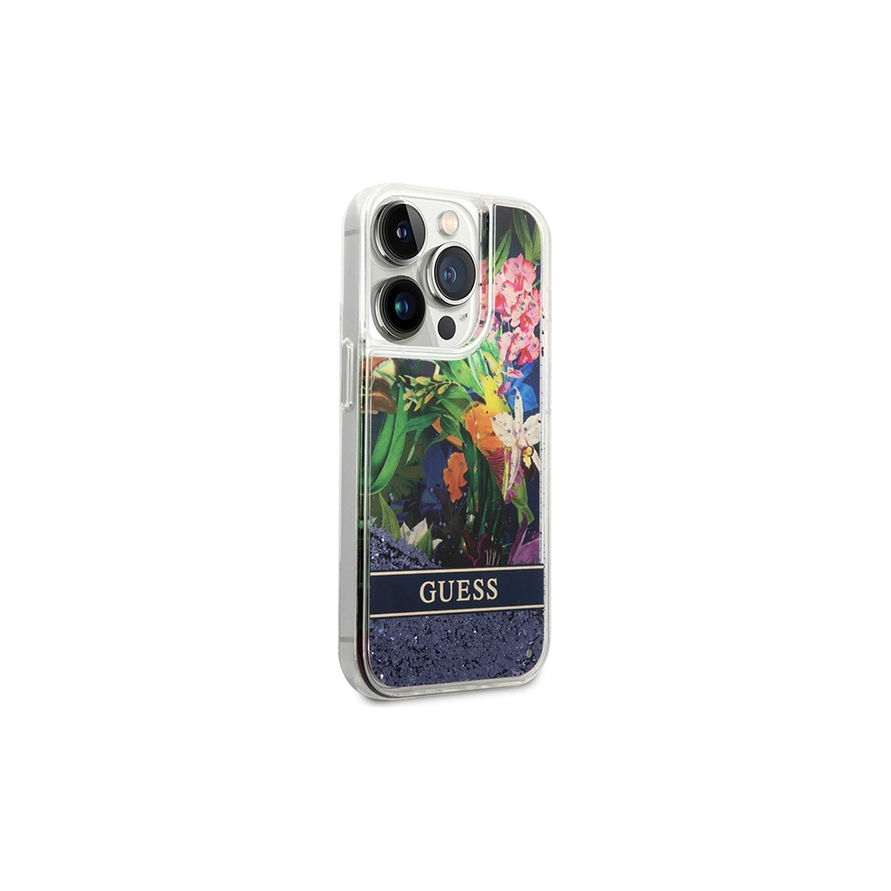 Hurtownia GSM - Etui Guess GUHCP14XLFLSB Apple iPhone 14 Pro Max albastru/hardcase Flower Liquid Glitter - GUE2265 - {ean13} - Hurt
