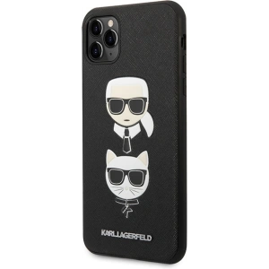 Hurtownia GSM - Case Karl Lagerfeld KLHCN65SAKICKCBK Apple iPhone 11 Pro Max schwarz/black Hardcase Saffiano Ikonik Karl&Choupette Kopf - KLD1221 - {ean13} - Hurt