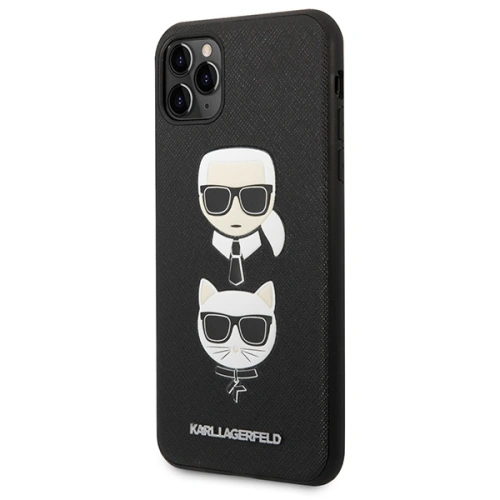 Etui Karl Lagerfeld KLHCN65SAKICKCBK Apple iPhone 11 Pro Max czarny/black hardcase Saffiano Ikonik Karl&Choupette Head