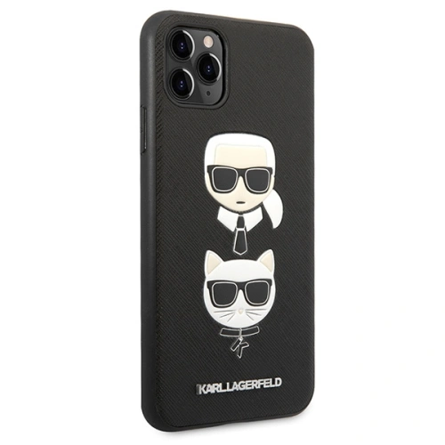 Etui Karl Lagerfeld KLHCN65SAKICKCBK Apple iPhone 11 Pro Max czarny/black hardcase Saffiano Ikonik Karl&Choupette Head