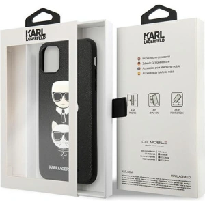 Hurtownia GSM - Case Karl Lagerfeld KLHCN65SAKICKCBK Apple iPhone 11 Pro Max schwarz/black Hardcase Saffiano Ikonik Karl&Choupette Kopf - KLD1221 - {ean13} - Hurt