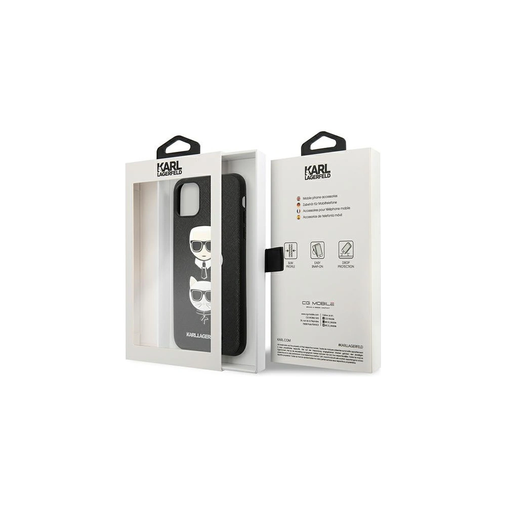 Hurtownia GSM - Etui Karl Lagerfeld KLHCN65SAKICKCBK Apple iPhone 11 Pro Max negru/black hardcase Saffiano Ikonik Karl&Choupette Head - KLD1221 - {ean13} - Hurt