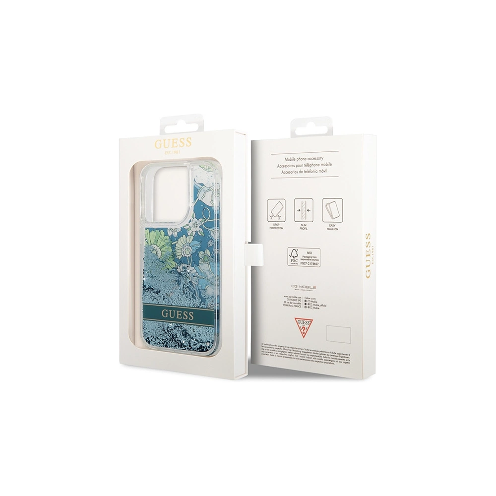 Hurtownia GSM - Etui Guess GUHCP14XLFLSN Apple iPhone 14 Pro Max zöld/green hardcase Flower Liquid Glitter - GUE2266 - {ean13} - Hurt