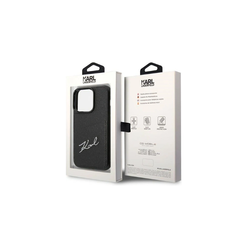 Hurtownia GSM - Case Karl Lagerfeld KLHCP14LCSSK Apple iPhone 14 Pro Hardcase schwarz/black Signature Logo Kartenfach - KLD1224 - {ean13} - Hurt
