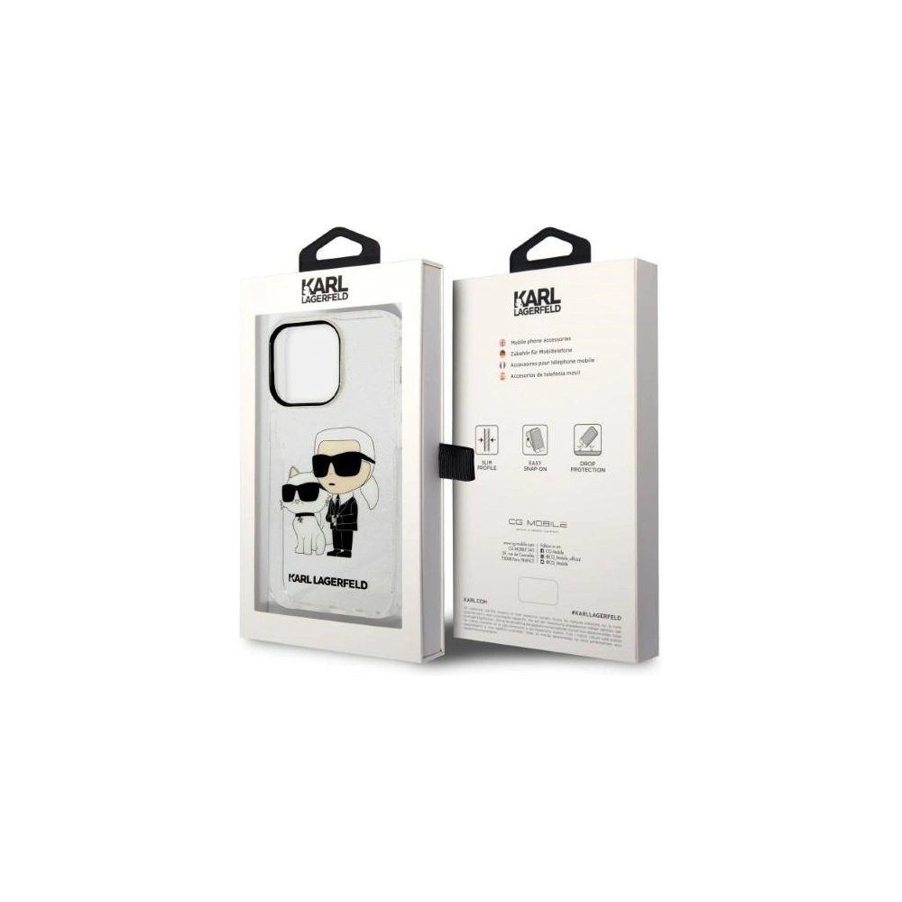 Hurtownia GSM - Etui Karl Lagerfeld KLHCP14LHNKCTGT Apple iPhone 14 Pro transparentní tvrdý obal IML GLIT NFT Karl&Choupette - KLD1228 - {ean13} - Hurt