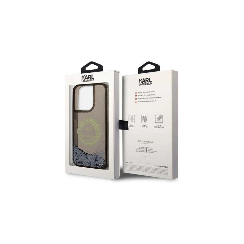 Wholesale Karl Lagerfeld KLHCP14LLCRSGRK Apple iPhone 14 Pro black hardcase Liquid Glitter RSG - KLD1230 - {ean13} - Hurt