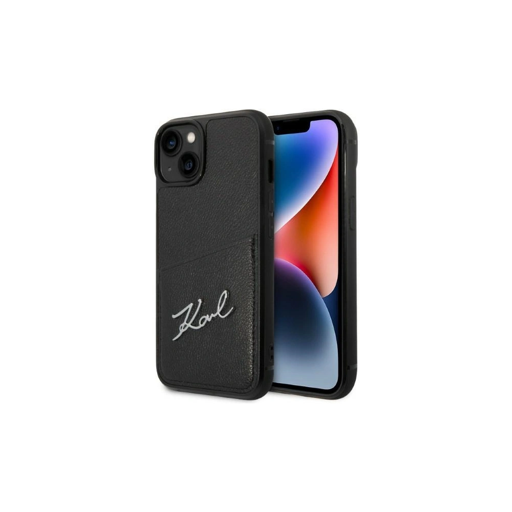 Hurtownia GSM - Etui Karl Lagerfeld KLHCP14MCSSK Apple iPhone 14 Plus / 15 Plus hardcase černý/black Signature Logo Cardslot - KLD1233 - {ean13} - Hurt
