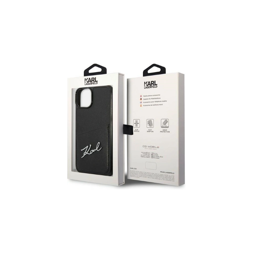 Hurtownia GSM - Case Karl Lagerfeld KLHCP14MCSSK Apple iPhone 14 Plus / 15 Plus Hardcase schwarz/black Signature Logo Kartensteckplatz - KLD1233 - {ean13} - Hurt