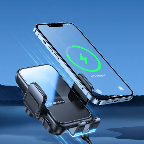 Uchwyt samochodowy automatyczny z ładowarką bezprzewodową Joyroom 15W Qi na szybę kokpit deskę czarny (JR-ZS298 dash)