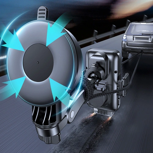 Uchwyt samochodowy automatyczny z ładowarką bezprzewodową Joyroom 15W Qi na szybę kokpit deskę czarny (JR-ZS298 dash)