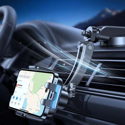 Uchwyt samochodowy automatyczny z ładowarką bezprzewodową Joyroom 15W Qi na szybę kokpit deskę czarny (JR-ZS298 dash)