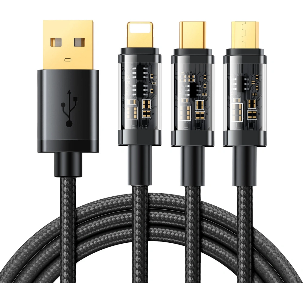Hurtownia GSM - Kabel Joyroom 3w1 USB-USB-C/Lightning/microUSB 3,5A 1,2m schwarz (S-1T3015A5) - JYR554 - {ean13} - Hurt