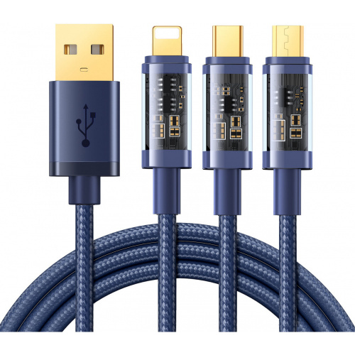 Joyroom Distributor - 6956116721831 - JYR555 - Joyroom 3in1 USB-USB-C/Lightning/microUSB Cable 3,5A 1,2m blue (S-1T3015A5) - B2B homescreen