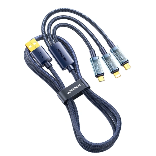 Kabel Joyroom 3w1 USB-USB-C/Lightning/microUSB 3,5A 1,2m niebieski (S-1T3015A5)