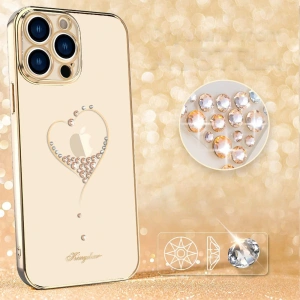 Etui Kingxbar Wish Swarovski Apple iPhone 13 Pro Max złoty