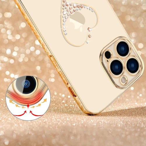 Etui Kingxbar Wish Swarovski Apple iPhone 13 Pro Max złoty
