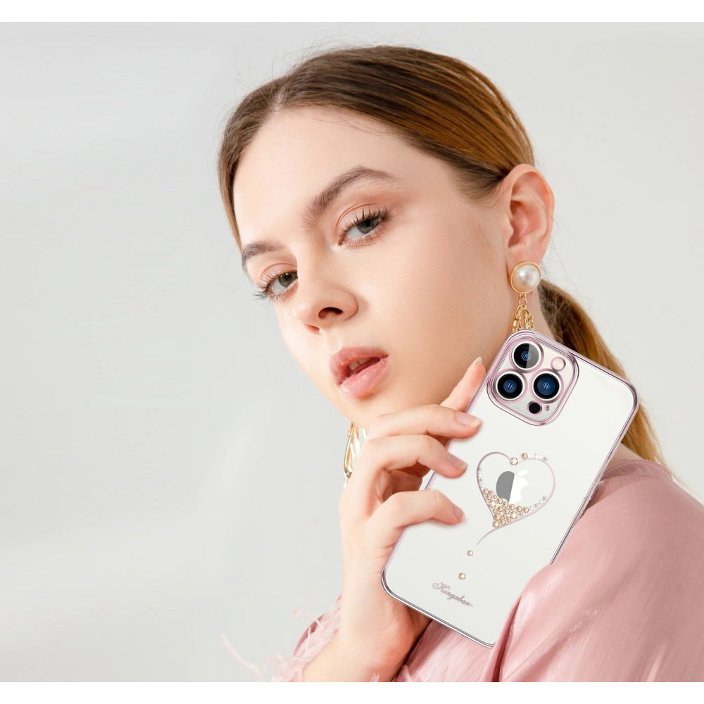 Etui Kingxbar Wish Swarovski Apple iPhone 13 růžové