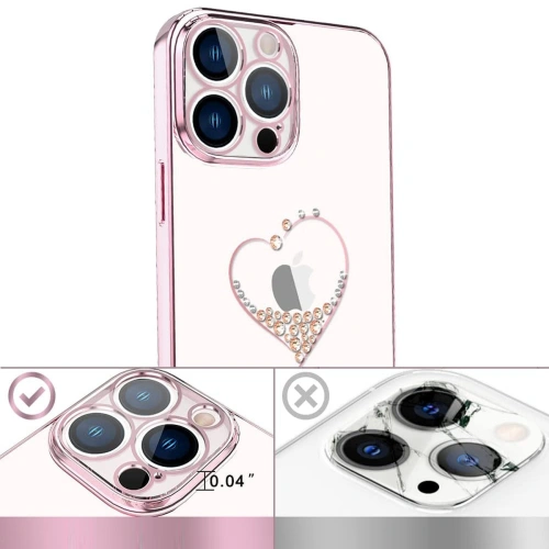 Etui Kingxbar Wish Swarovski Apple iPhone 13 Pro różowy