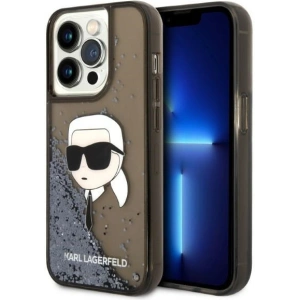 Karl Lagerfeld KLHCP14XLNKHCK Apple iPhone 14 Pro Max black hardcase Glitter NFT Karl Head