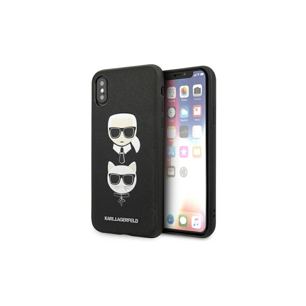 Hurtownia GSM - Case Karl Lagerfeld KLHCPXSAKICKCBK Apple iPhone XS/X schwarz/black Hardcase Saffiano Ikonik Karl&Choupette Head - KLD1252 - {ean13} - Hurt