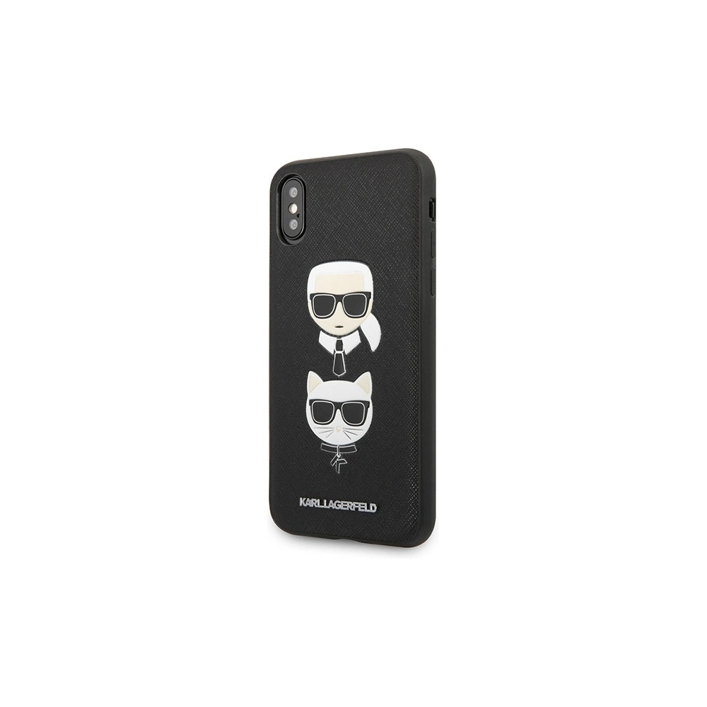 Hurtownia GSM - Case Karl Lagerfeld KLHCPXSAKICKCBK Apple iPhone XS/X schwarz/black Hardcase Saffiano Ikonik Karl&Choupette Head - KLD1252 - {ean13} - Hurt