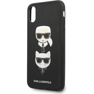 Hurtownia GSM - Case Karl Lagerfeld KLHCPXSAKICKCBK Apple iPhone XS/X schwarz/black Hardcase Saffiano Ikonik Karl&Choupette Head - KLD1252 - {ean13} - Hurt