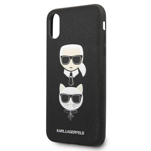 Etui Karl Lagerfeld KLHCPXSAKICKCBK Apple iPhone XS/X czarny/black hardcase Saffiano Ikonik Karl&Choupette Head
