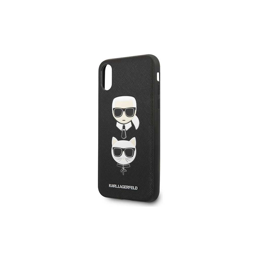 Hurtownia GSM - Case Karl Lagerfeld KLHCPXSAKICKCBK Apple iPhone XS/X schwarz/black Hardcase Saffiano Ikonik Karl&Choupette Head - KLD1252 - {ean13} - Hurt