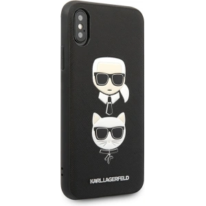 Hurtownia GSM - Case Karl Lagerfeld KLHCPXSAKICKCBK Apple iPhone XS/X schwarz/black Hardcase Saffiano Ikonik Karl&Choupette Head - KLD1252 - {ean13} - Hurt