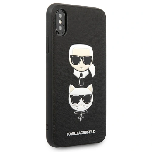 Etui Karl Lagerfeld KLHCPXSAKICKCBK Apple iPhone XS/X czarny/black hardcase Saffiano Ikonik Karl&Choupette Head
