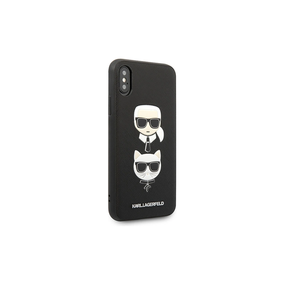 Hurtownia GSM - Case Karl Lagerfeld KLHCPXSAKICKCBK Apple iPhone XS/X schwarz/black Hardcase Saffiano Ikonik Karl&Choupette Head - KLD1252 - {ean13} - Hurt