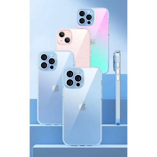 Etui Kingxbar Elegant Apple iPhone 13 różowo-przezroczysty (brokat)