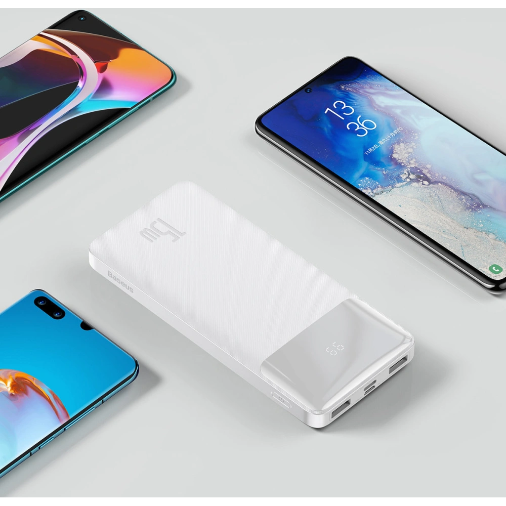 Hurtownia GSM - Powerbank Baseus Bipow Display 10000mAh 15W weiß (Overseas Edition) + USB-A/microUSB Kabel 0.25m weiß - BSU3676 - {ean13} - Hurt