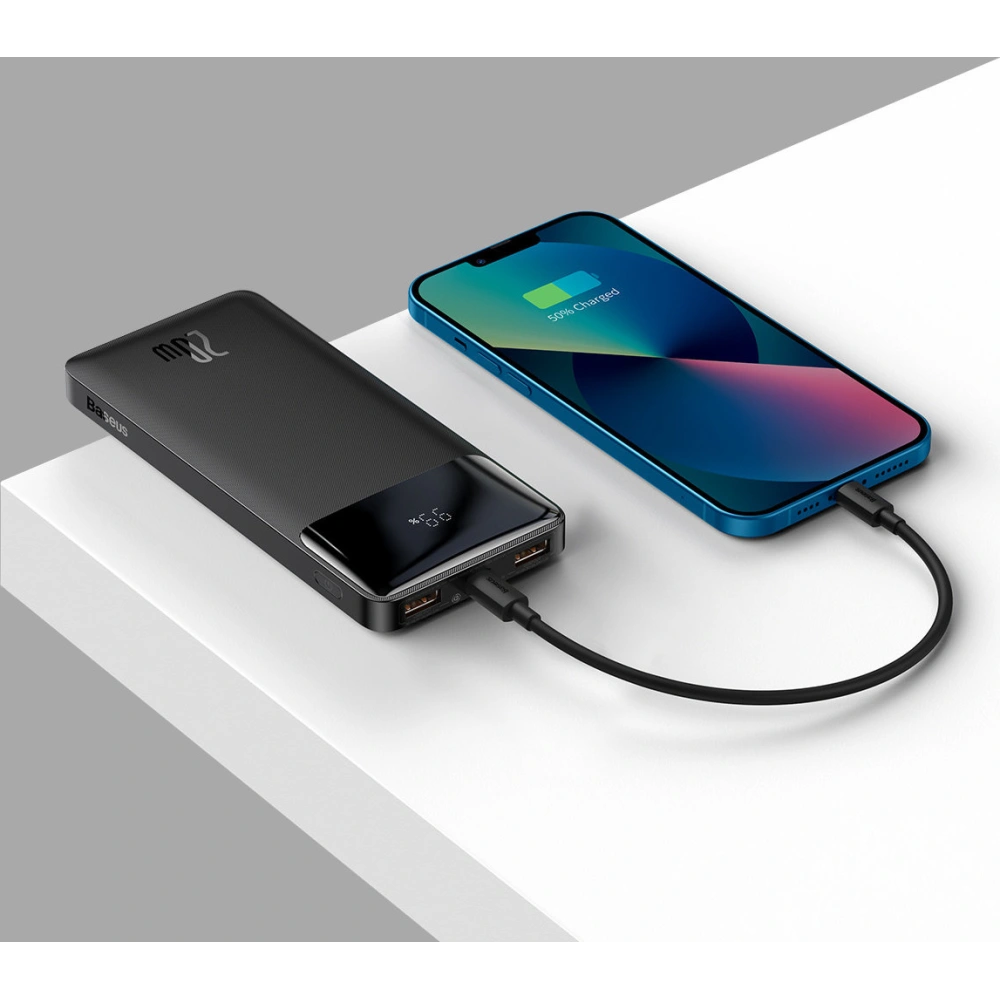 Wholesale Baseus Bipow Fast Charging Power Bank 10000mAh 20W Black (Overseas Edition) + USB-A - Micro USB 0.25m Black Cable (PPBD050301) - BSU3677 - {ean13} - Hurt