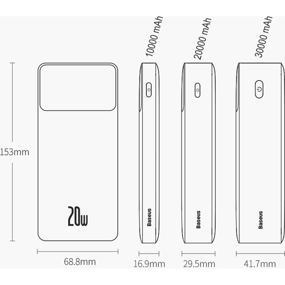 Wholesale Baseus Bipow Fast Charging Power Bank 10000mAh 20W Black (Overseas Edition) + USB-A - Micro USB 0.25m Black Cable (PPBD050301) - BSU3677 - {ean13} - Hurt