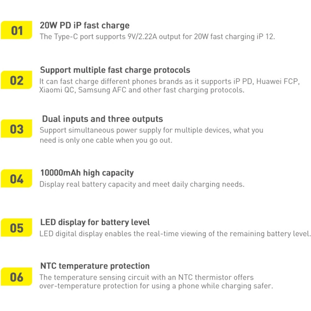 Wholesale Baseus Bipow Fast Charging Power Bank 10000mAh 20W Black (Overseas Edition) + USB-A - Micro USB 0.25m Black Cable (PPBD050301) - BSU3677 - {ean13} - Hurt