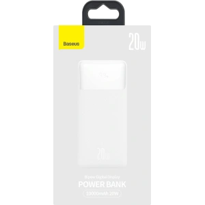 Powerbank Baseus Bipow 10000mAh 20W biały (Overseas Edition) + kabel USB-A/microUSB 0.25m biały